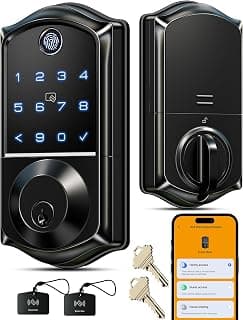 Veise VE017 Fingerprint Smart Door Lock with App Control, Matte Black chez Amazon US