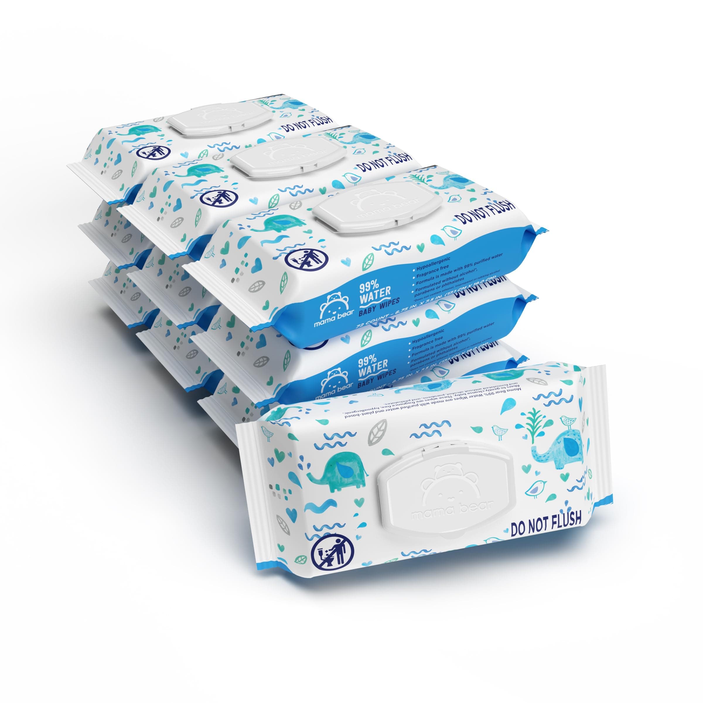 Amazon Brand - Mama Bear 99% Water Baby Wipes, Hypoallergenic, Fragrance Free,720 Count Total (10 Packs of 72 Wipes Each) chez Amazon US