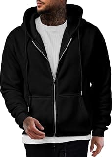 Champion JMIERR Mens Oversized Full Zip Up Hoodie Sweatshirt Fleece Lined | Full zip up poly-cotton fleece hoodie, Adjustable...