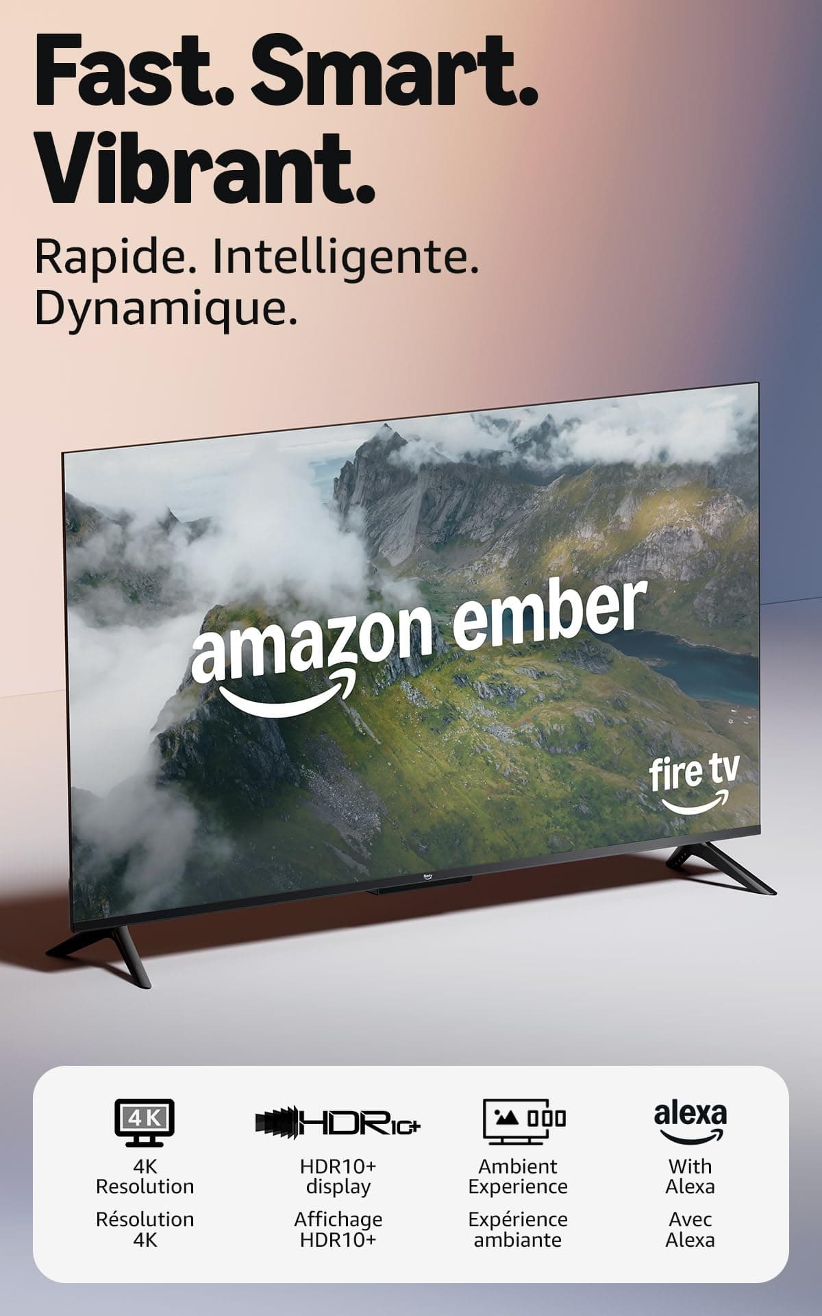 Amazon Ember Série 4 55 po (dernier modèle), télévision intelligente 4K Ultra HD avec télécommande vocale Alexa, HDR10+, processeur rapide,  chez Amazon Canada