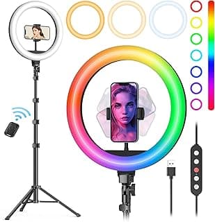Weilisi Anneau lumineux de 25,4 cm avec support 183 cm de haut et support de téléphone, anneau lumineux pour selfie avec trépied, 38... chez Amazon Canada