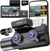 4K Dash Cam Front Rear Inside, 3 Channel Dashcam with WiFi 6 & GPS chez Amazon US