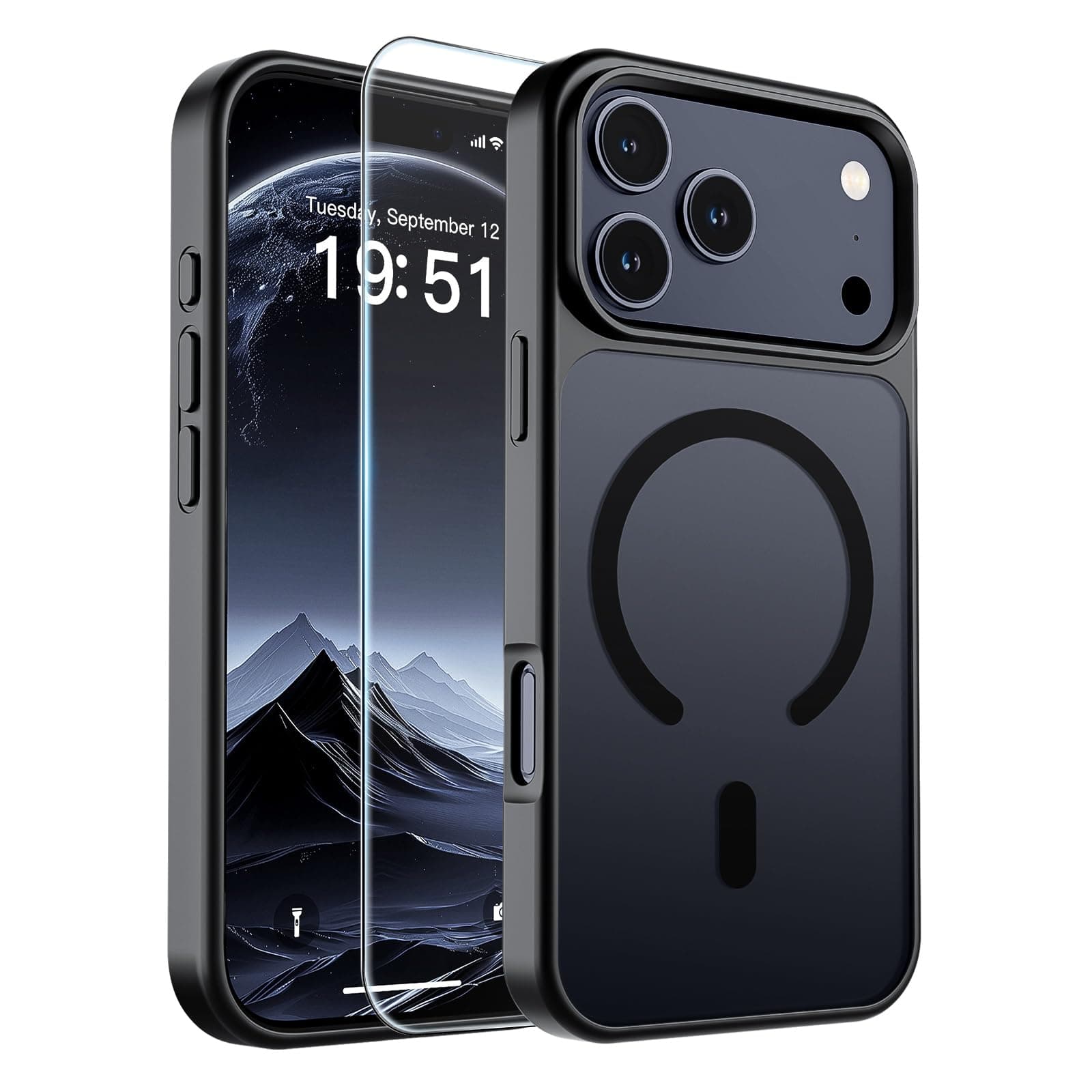 SUPFINE Magnetic for iPhone 18 Pro Case/ 17 Pro Case Black | With Screen Protector, Translucent Matte, Compatible with MagSafe,... chez Amazon US