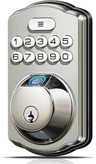Veise KS02A Fingerprint Door Lock, Keypad Deadbolt, Satin Nickel chez Amazon US