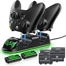 Station de charge pour manette avec 2 packs de batteries rechargeables de 4800 mWh chez Amazon Canada