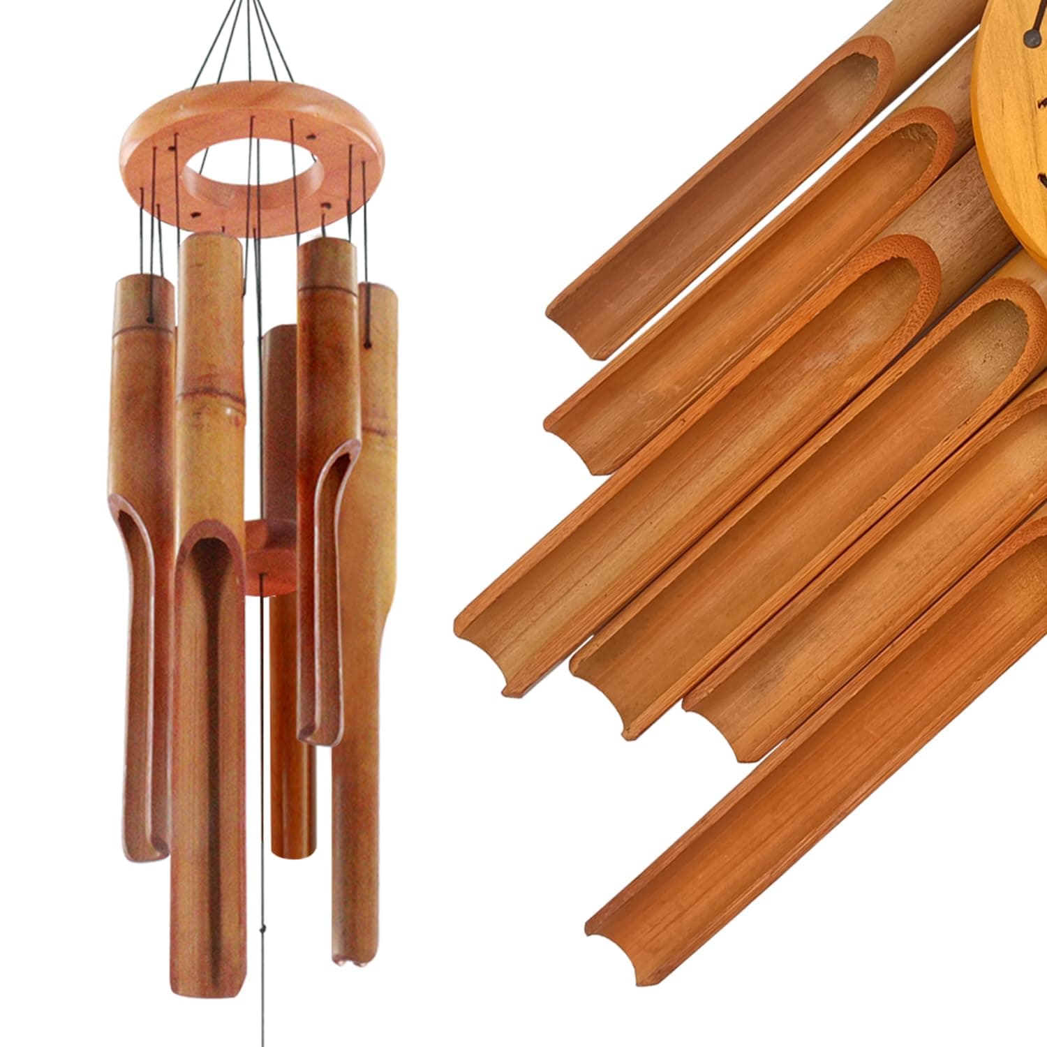 Bamboo Wind Chimes for Outside,Wooden Wind Chimes with Melody Soothing Tone | ,32" Classic Zen chez Amazon US