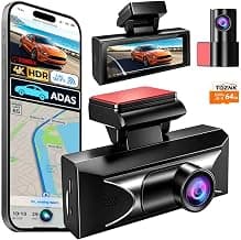 4K Dash Cam Front and Rear, 2.5k Rear,Starlight Night Vision G Sensor ADAS chez Amazon US