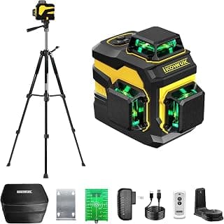 IKOVWUK 3x360° Laser Level with Tripod & Remote, Built-in 5200mAh Battery chez Amazon US