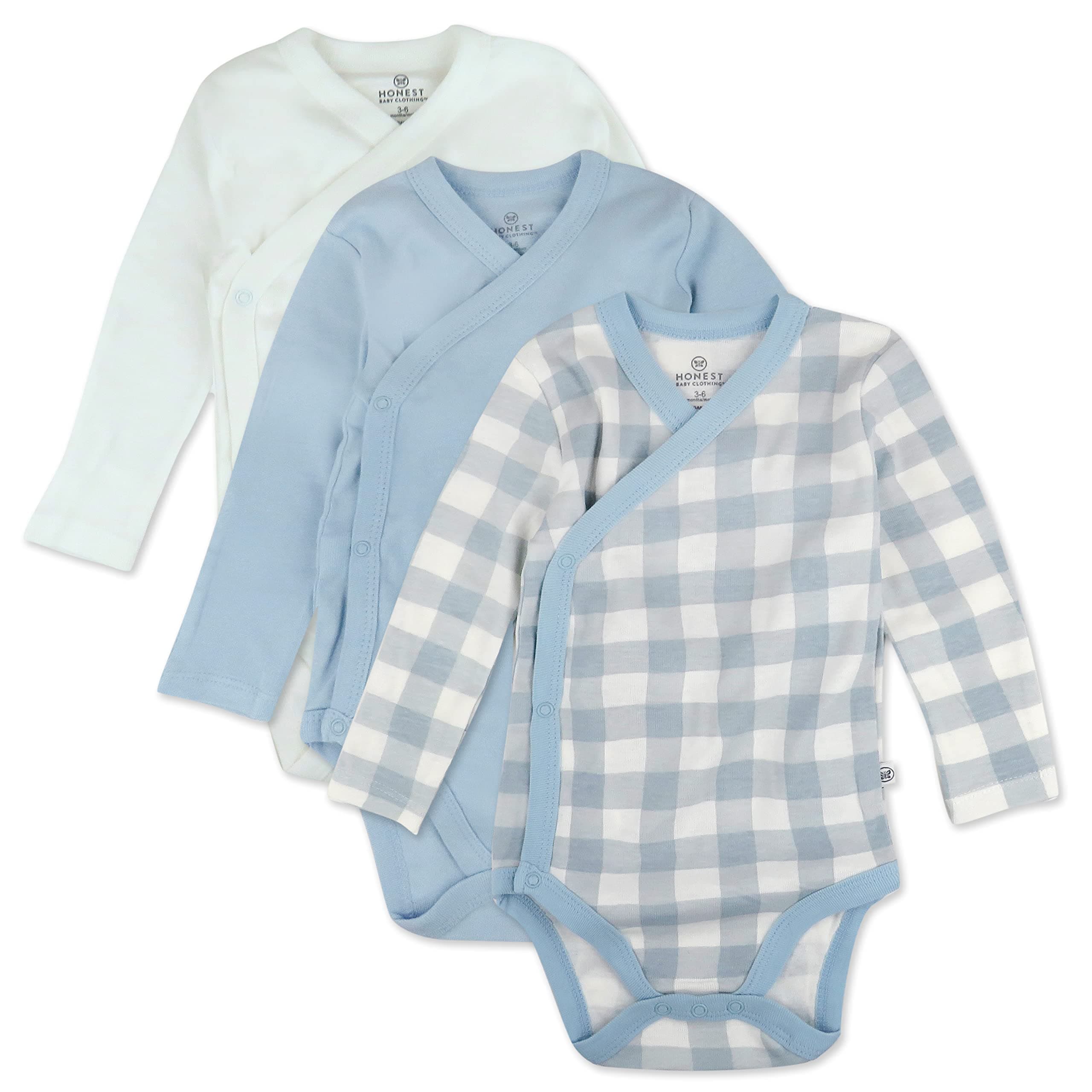 HonestBaby Baby 3-pack Long Sleeve Side-snap Kimono Bodysuits Organic Cotton for Infant Baby Boys, Girls, Unisex chez Amazon US