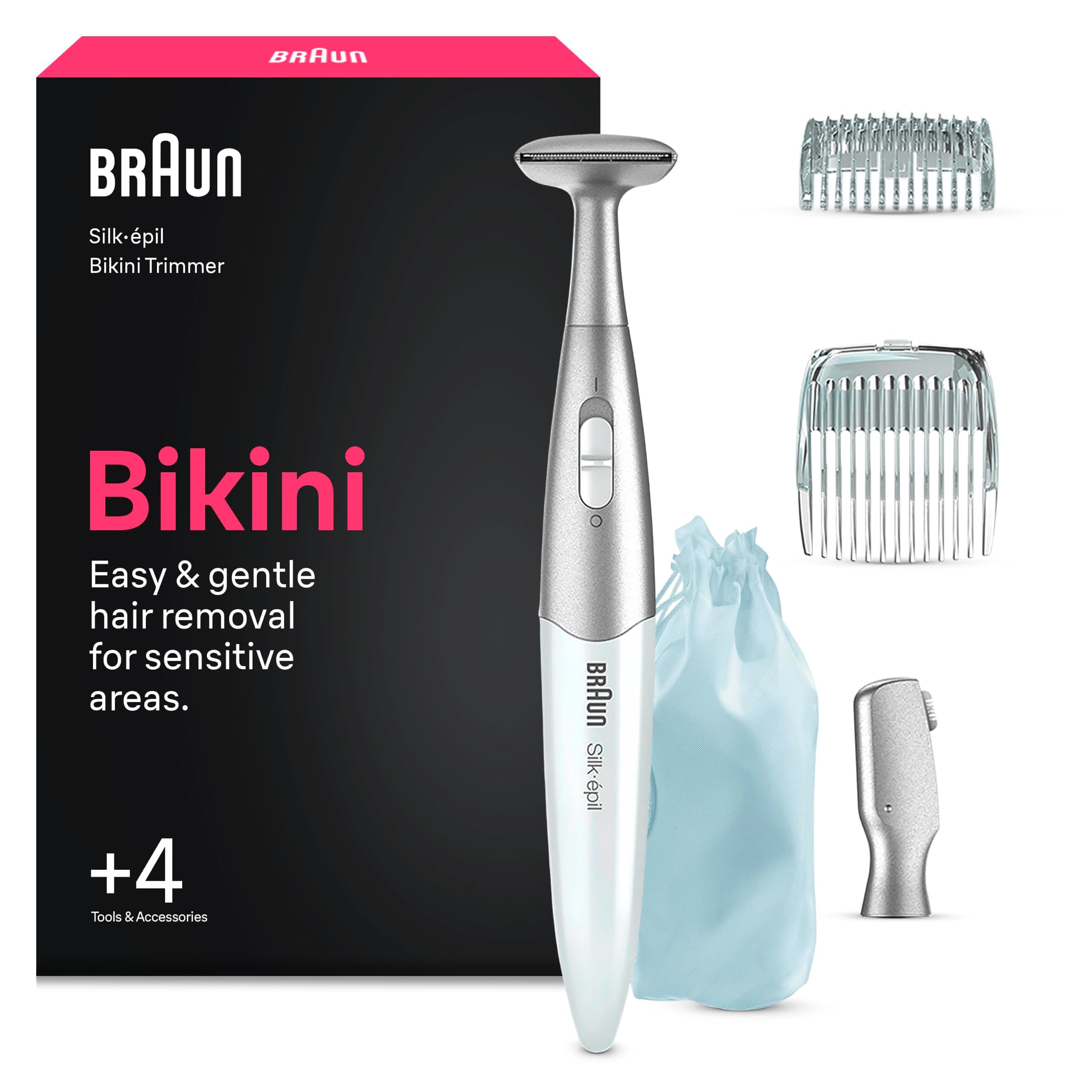 Braun Silk·épil Bikini Trimmer, Precision Trimmer & Styler, for Easy & Gentle Hair Removal, + 4 Extras, FG1100, White chez Amazon UK