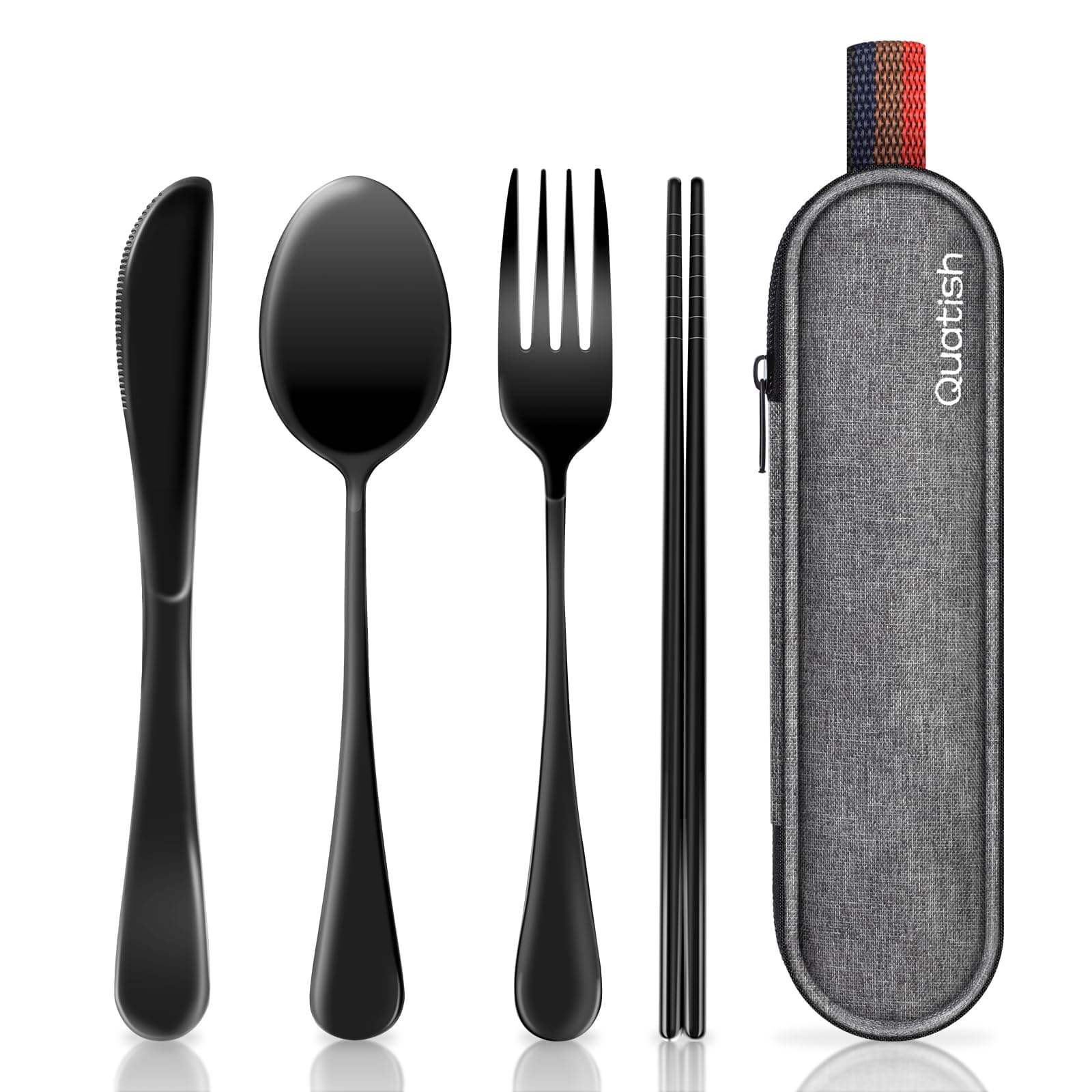 Travel Utensils with Case, Quatish Portable Silverware Set for Work, Stainless Steel Reusable chez Amazon US