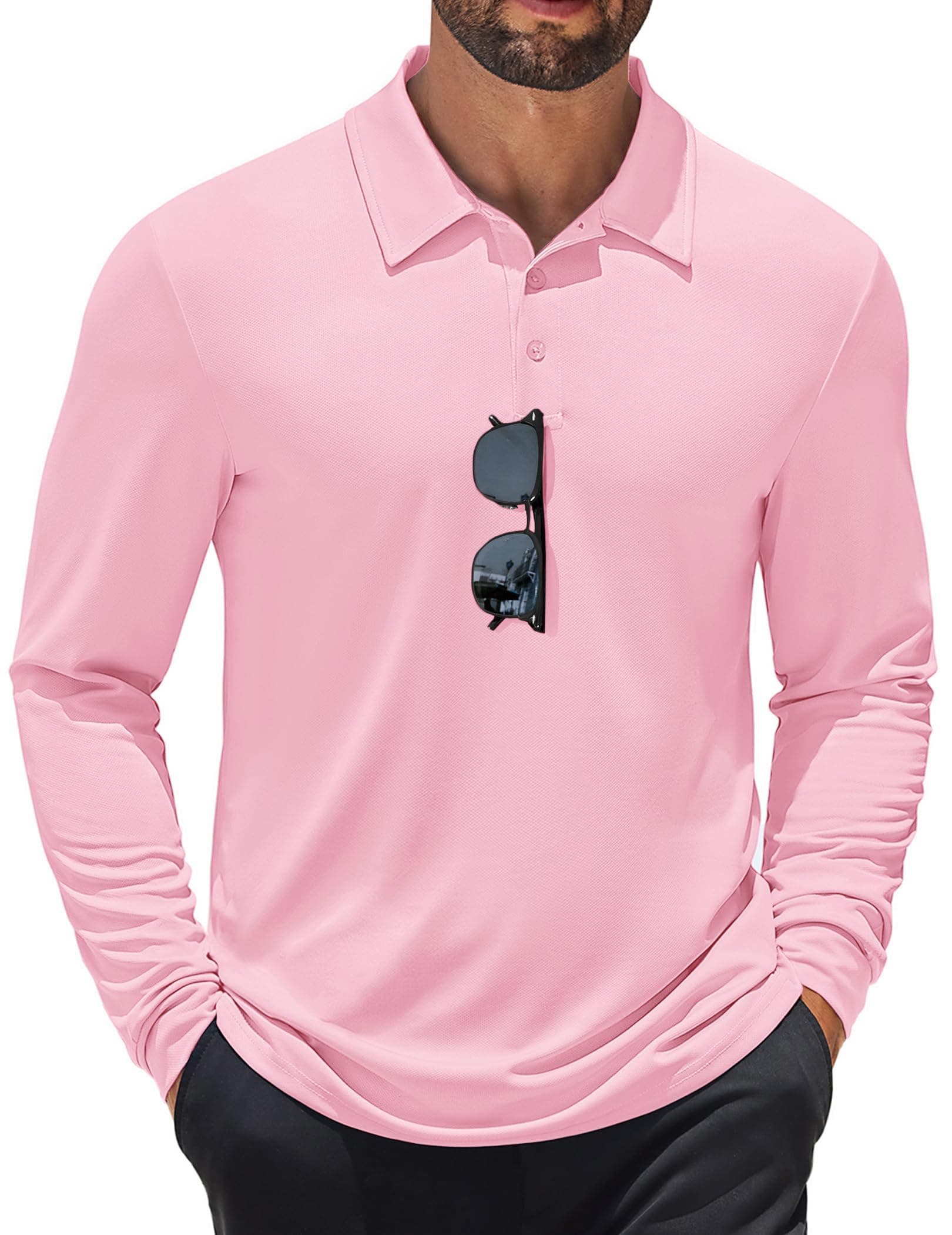 COOFANDY Mens Polo Shirt Long Sleeve Golf Shirt Lightweight UPF 50+ Sun Protection Quick Dry Moisture Wicking Collared Shirt chez Amazon US
