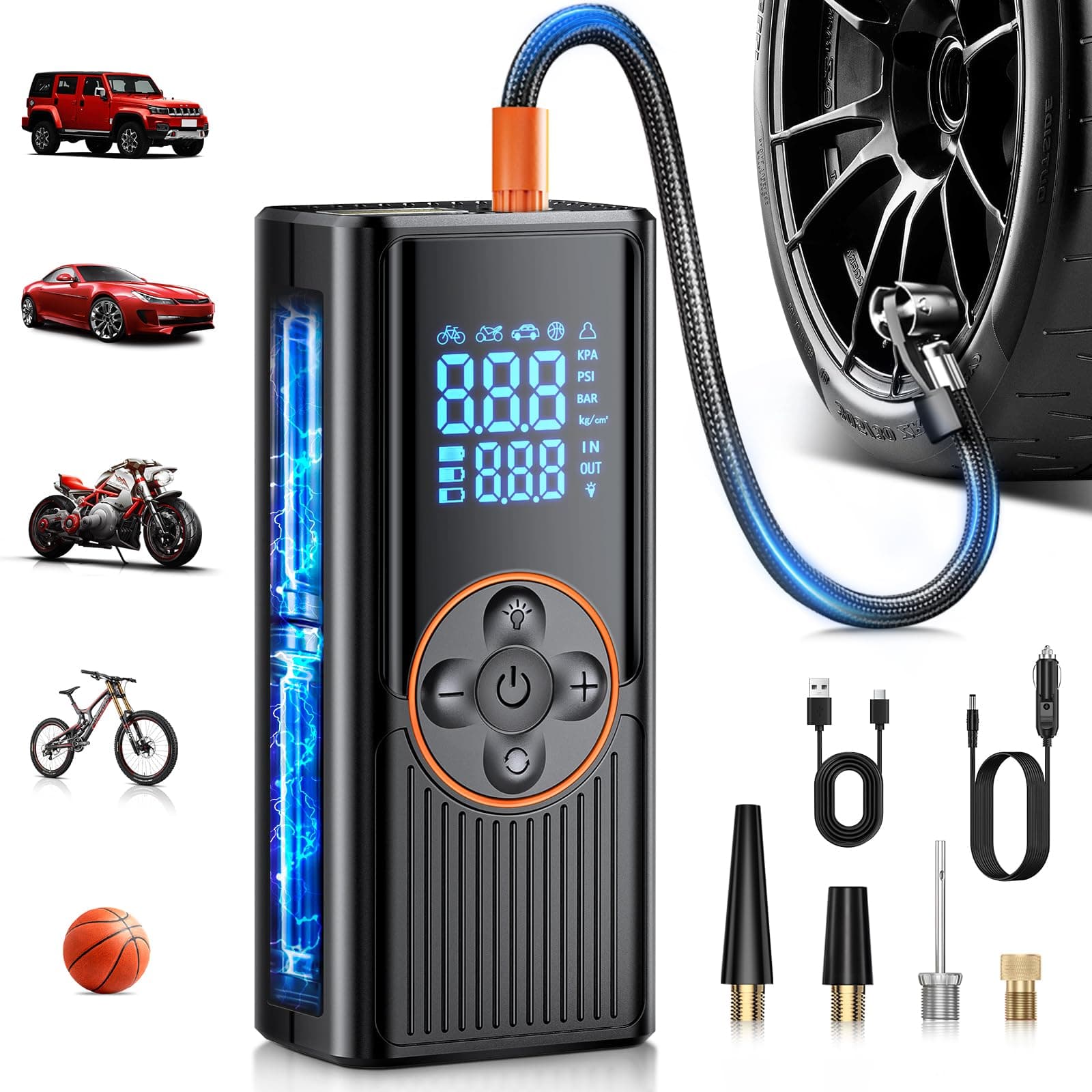 Tyre Inflator Air Compressor 8000mah, 150PSI Rechargeable Car chez Amazon UK