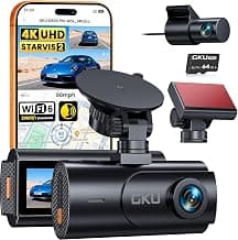 GKU 4K Dash Cam Front and Rear, STARVIS 2 Sensor, Free 64GB Card Included chez Amazon US