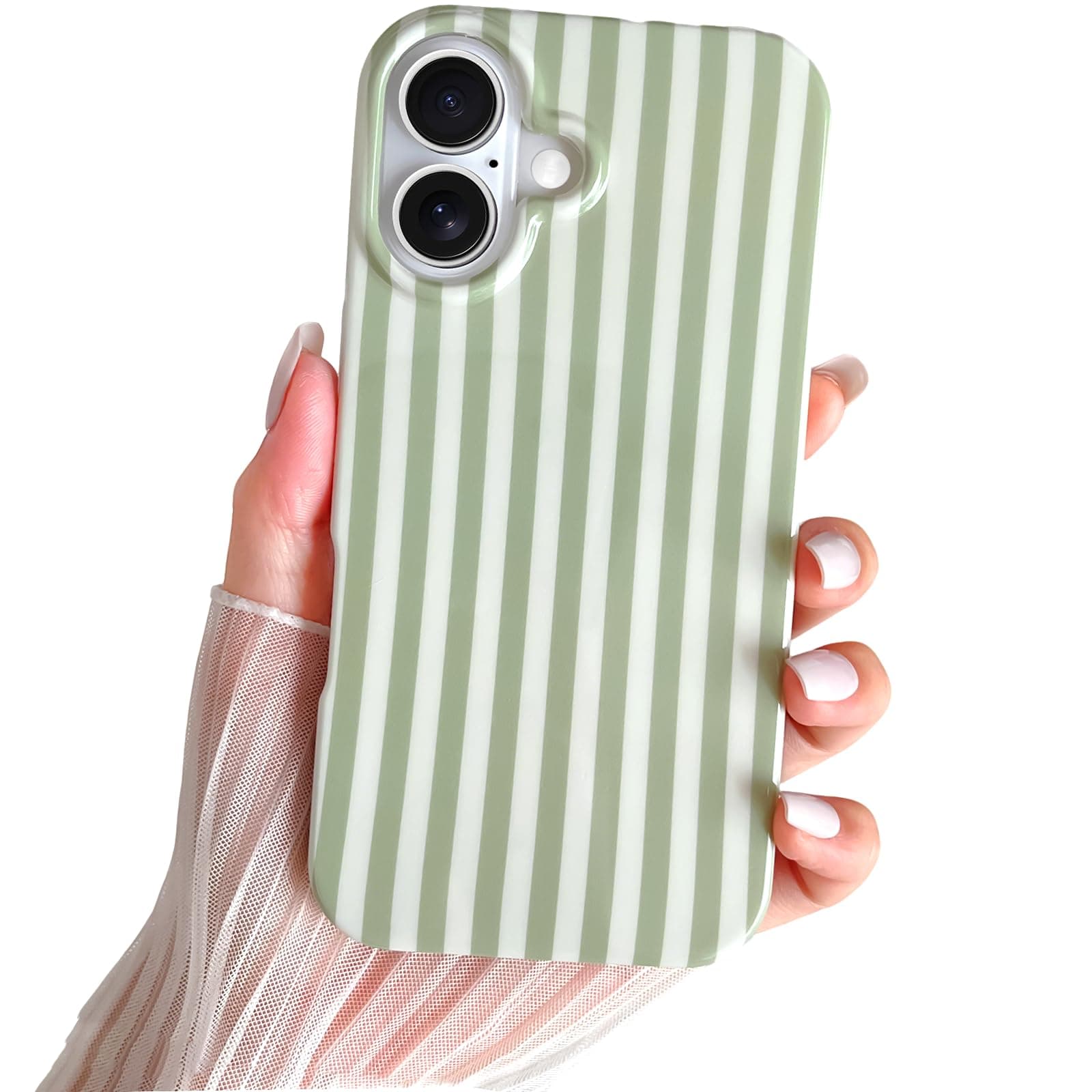 SmoBea for iPhone 17 Case Cute Striped Phone Case Soft TPU Slim Shockproof Phone Cover for Women Girls Beautiful and Stylish, Sage Green chez Amazon UK