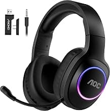 AOC Wireless Gaming Headset Compatible with PS5/4, Nintendo Switch, PC, Bluetooth 5.4 & 2.4GHz Gaming Headphones with Noise Canceling... chez Amazon Canada