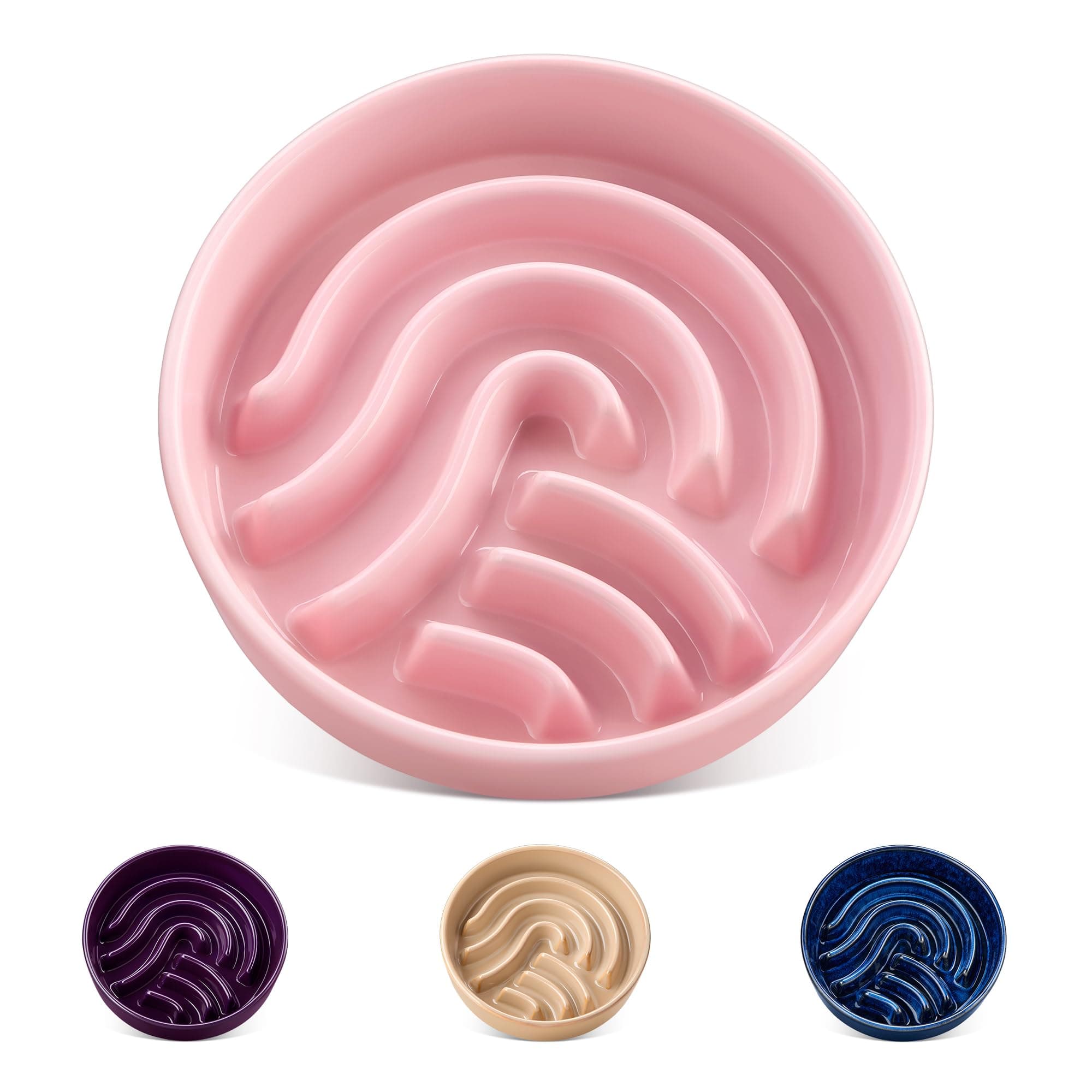vancasso Slow Feeder Dog Bowl, 0.6 Cup Ceramic Slow Feeding Food Dish for Small Breed, Puzzle Dog Food Bowl for Fast Eater, Pink chez Amazon US