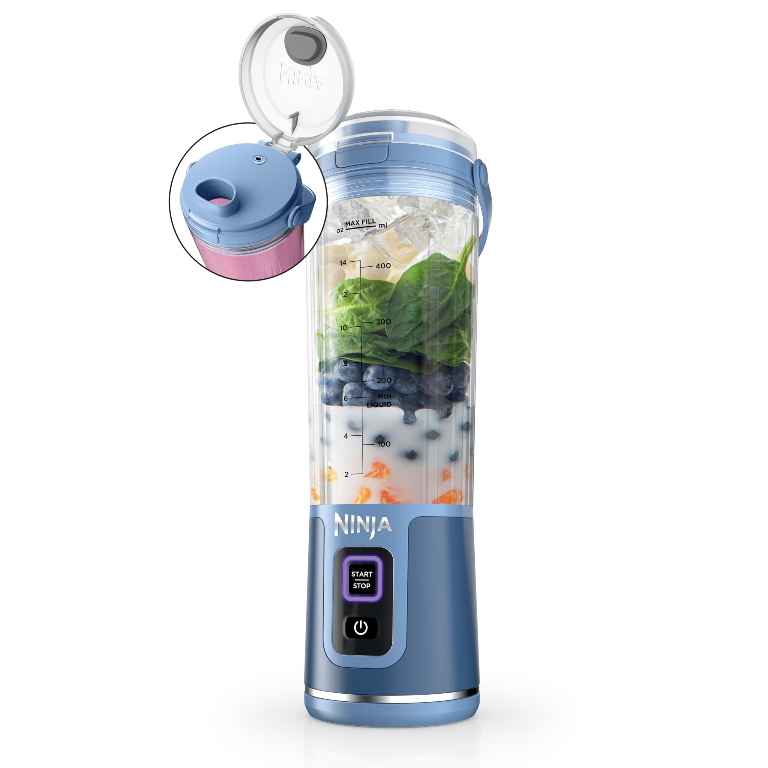 Ninja Blast Portable Blender, Cordless, 18oz Vessel, Denim Blue, BC151ND | USB-C rechargeable, cordless blending anywhere. BlastBlade... chez Amazon US