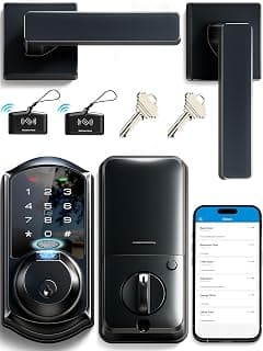 Veise VE07-L Fingerprint Smart Lock with 2 Lever Handles Set, Matte Black chez Amazon US
