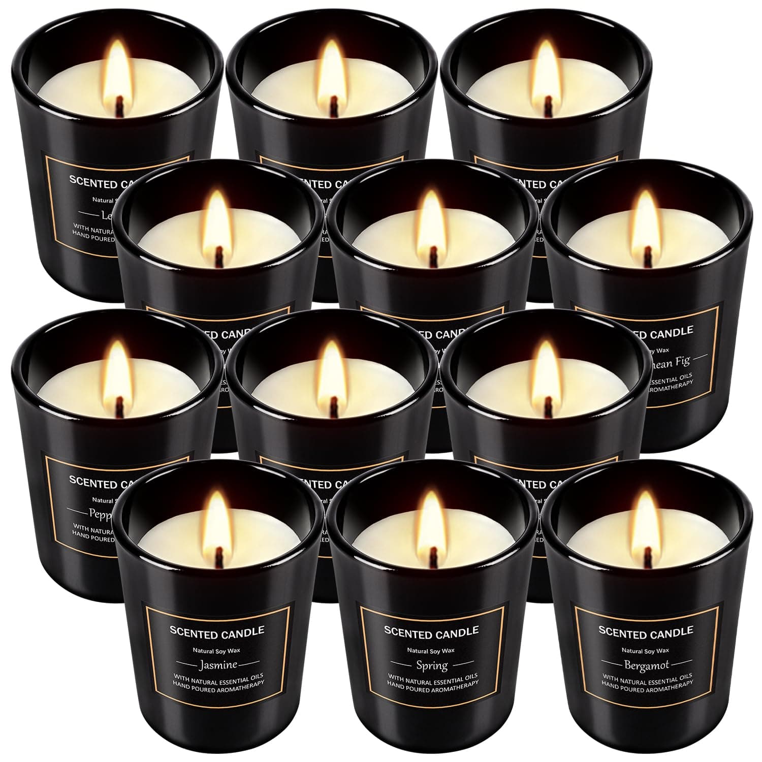 12 Pack Scented Black Candles Gift Set for Dad, Soy Wax Aromatherapy Candles for Home, chez Amazon US