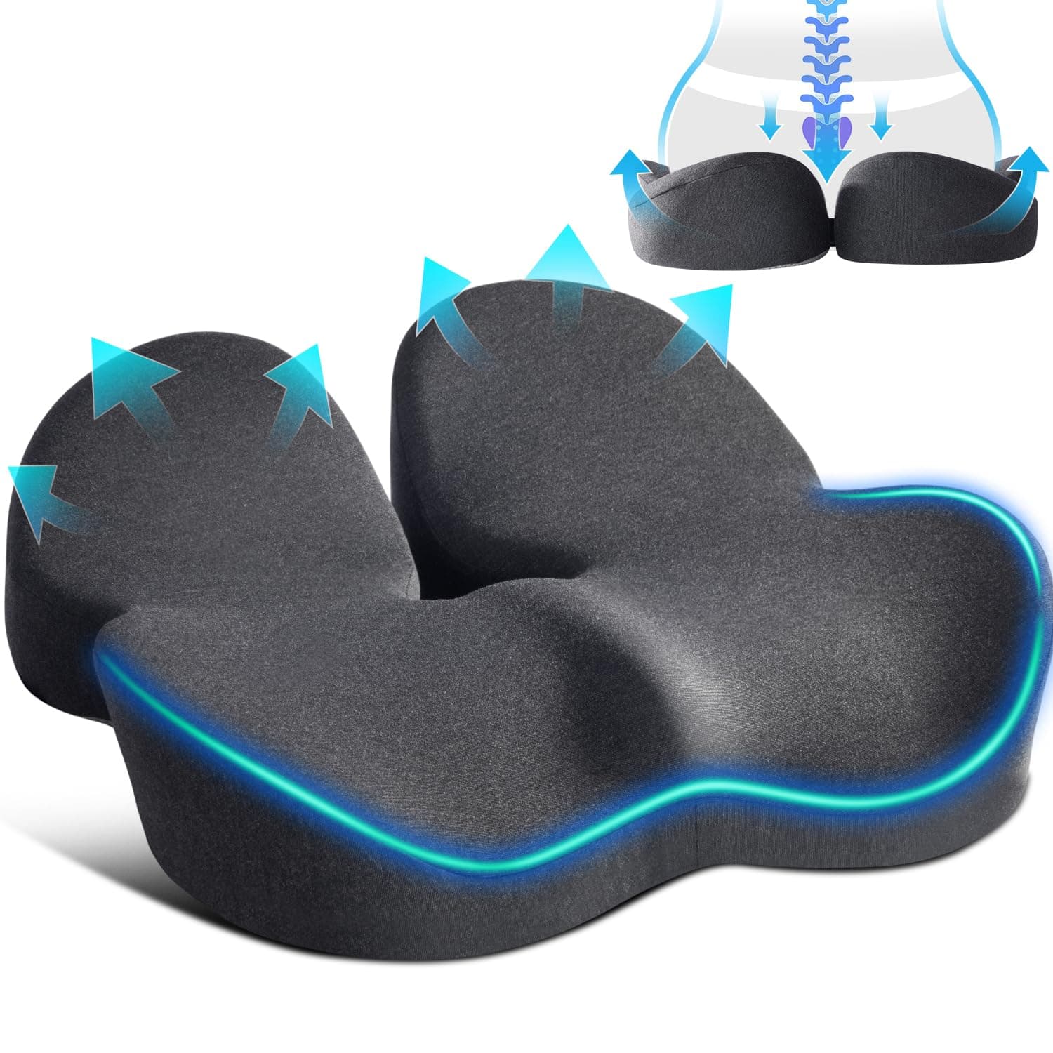 Seat Cushion Office Chair Cushions Memory Foam Coccyx Cushion Pressure Relief for Hip, Tailbone, Coccyx, Sciatica,Ergonomic chez Amazon UK