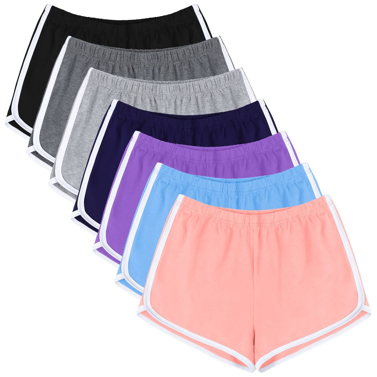 URATOT 7 Pack Womens Cotton Shorts, Dolphin Booty Athletic Gym Sports Shorts for Yoga Lounge Running chez Amazon US