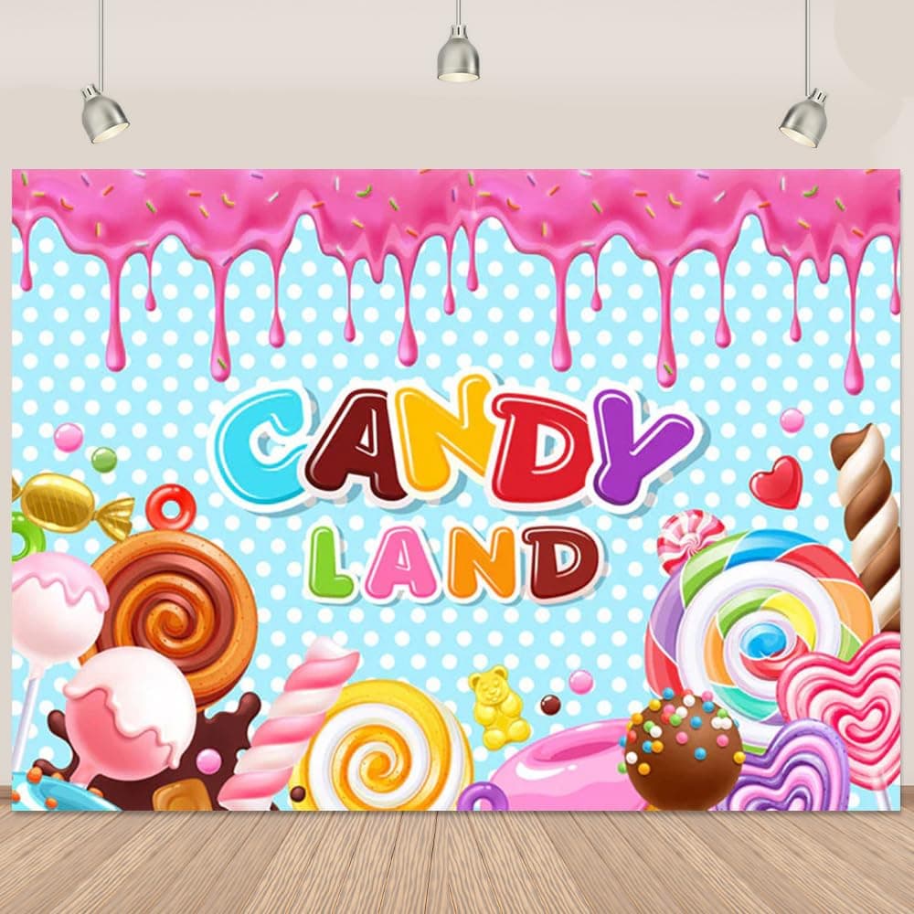 Sweet Donut Lollipop Candyland Birthday Backdrop Banner 5x3Ft | Pink chez Amazon US