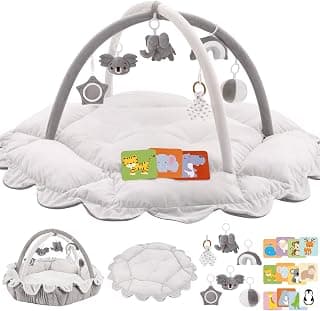 Tapis d'éveil 5 en 1 pour bébé, aire de jeu avec 6 jouets sensoriels chez Amazon Canada