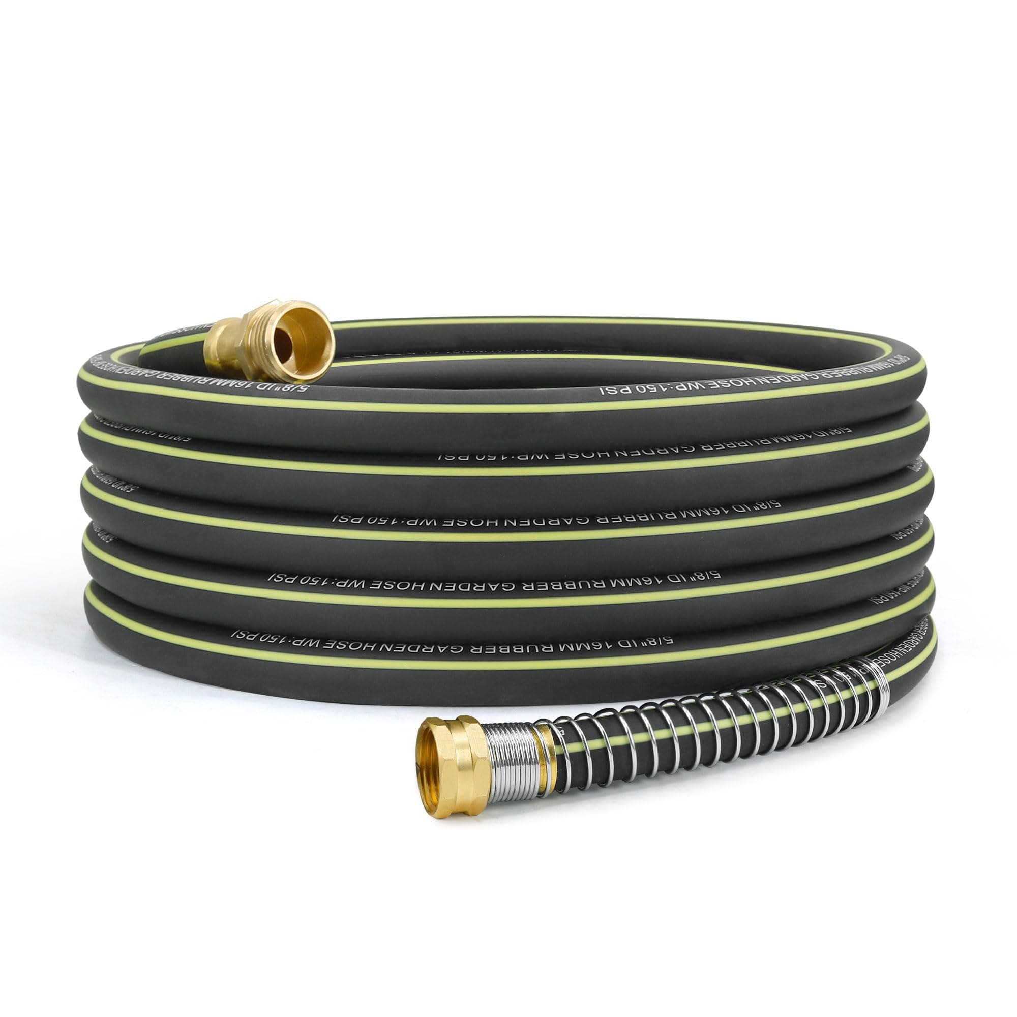 Flexible Rubber Garden Hose 50ft, 5/8" Hybrid Rubber Hose Heavy Duty | Solid Brass Fitting, 650PSI Burst Pressure, chez Amazon US