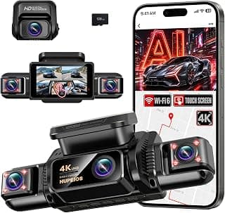 HUPEJOS 4K 360° View Dash Cam Front and Rear, 4 Channel Camera for Cars chez Amazon US