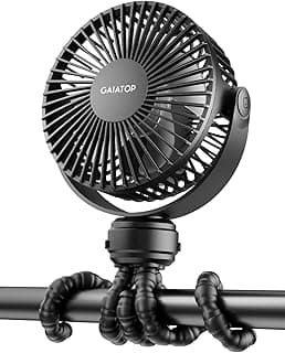 Gaiatop Mini ventilateur portable pour landau, rechargeable, petit ventilateur à clipser pour poussette, amovible, 3 vitesses,... chez Amazon Canada