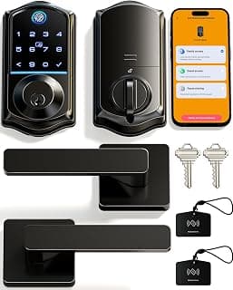 Veise VE017-B Fingerprint Smart Lock with 2 Lever Handles Set, Matte Black chez Amazon US