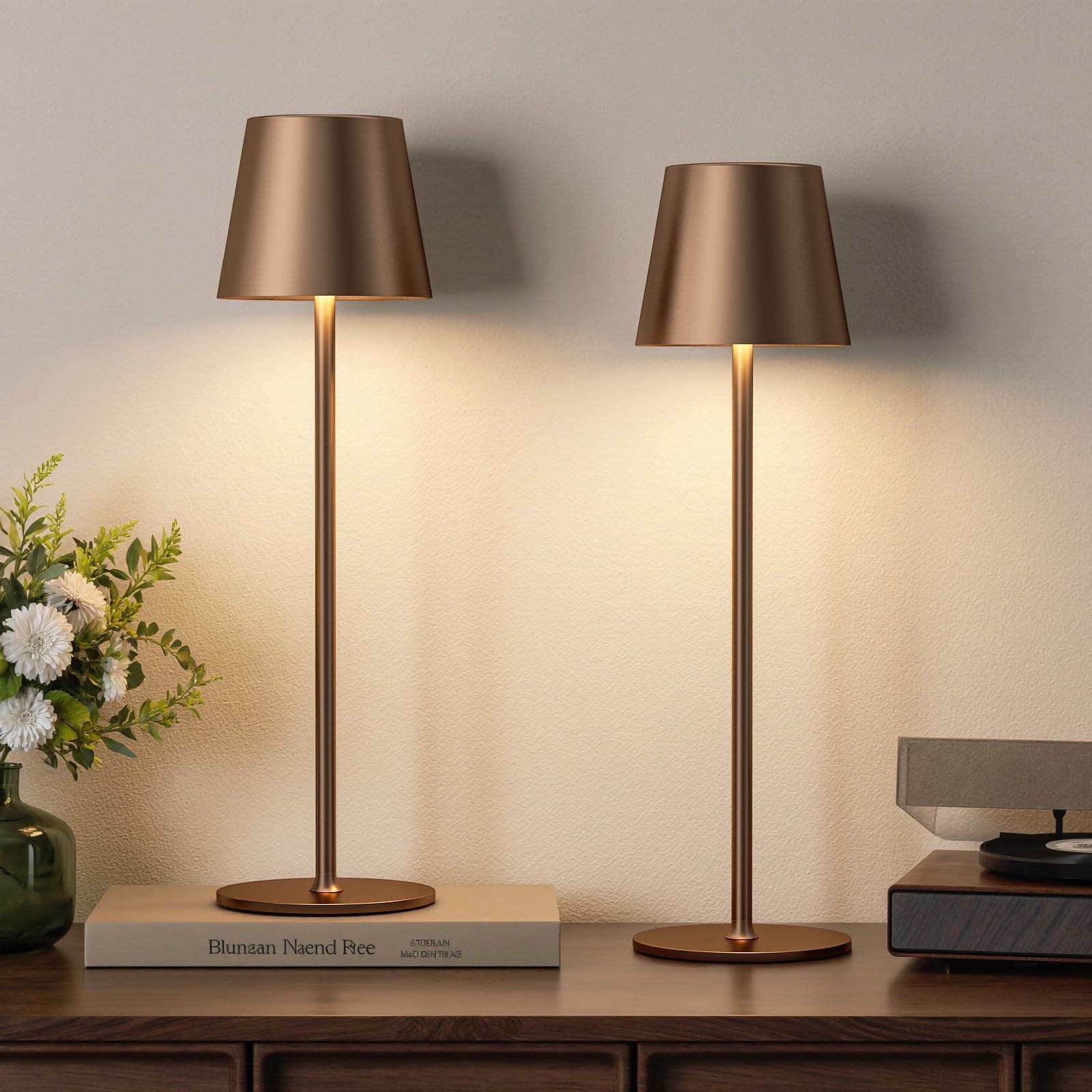 Aooshine Cordless Table Lamps Set of 2, Touch Lamps with 3-Color Modes, Wireless Touch Control Bedside Lamps for Bedroom (Brown) chez Amazon UK