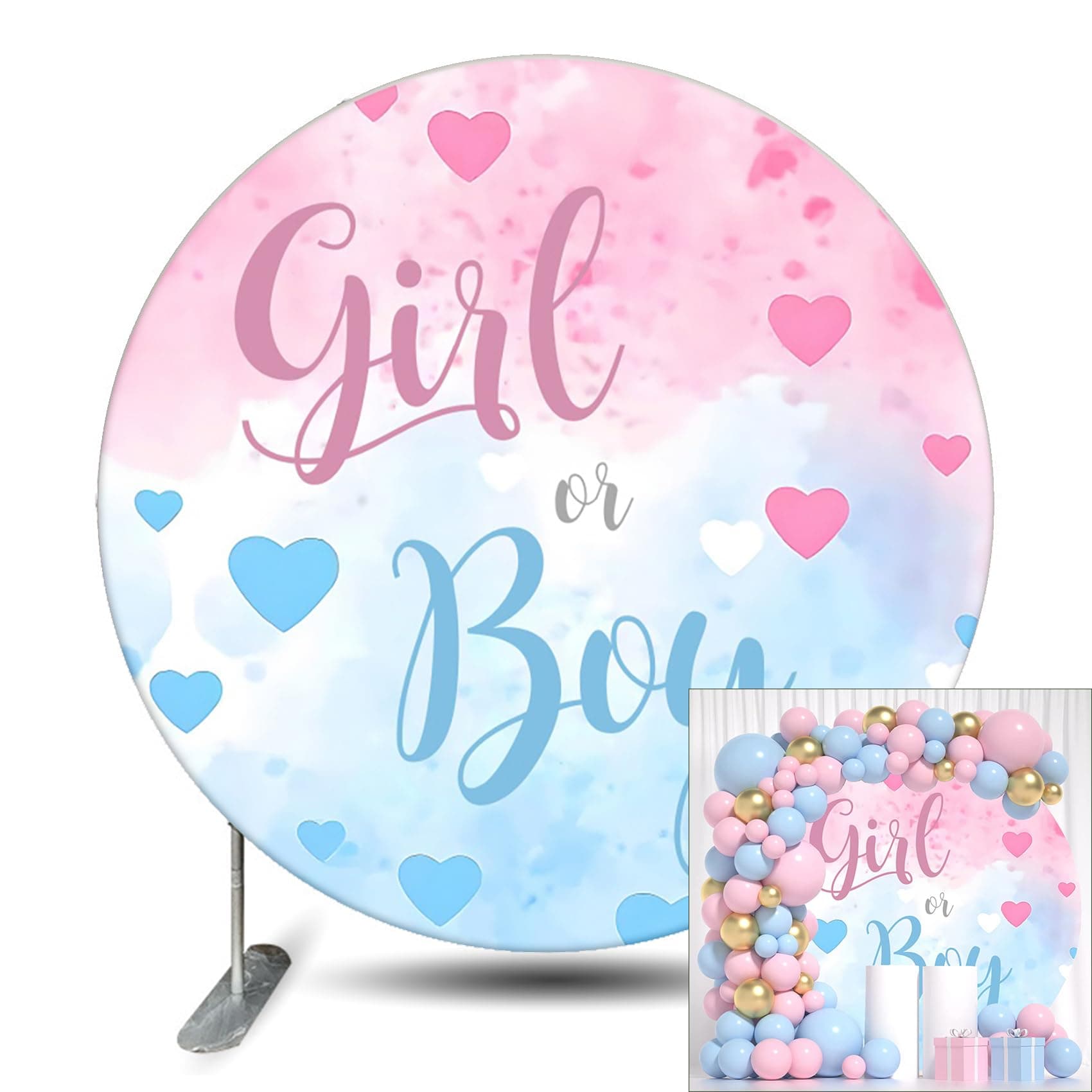 6.5ft Round Girl or Boy Gender Reveal Backdrop for Baby Shower Party Decor chez Amazon US