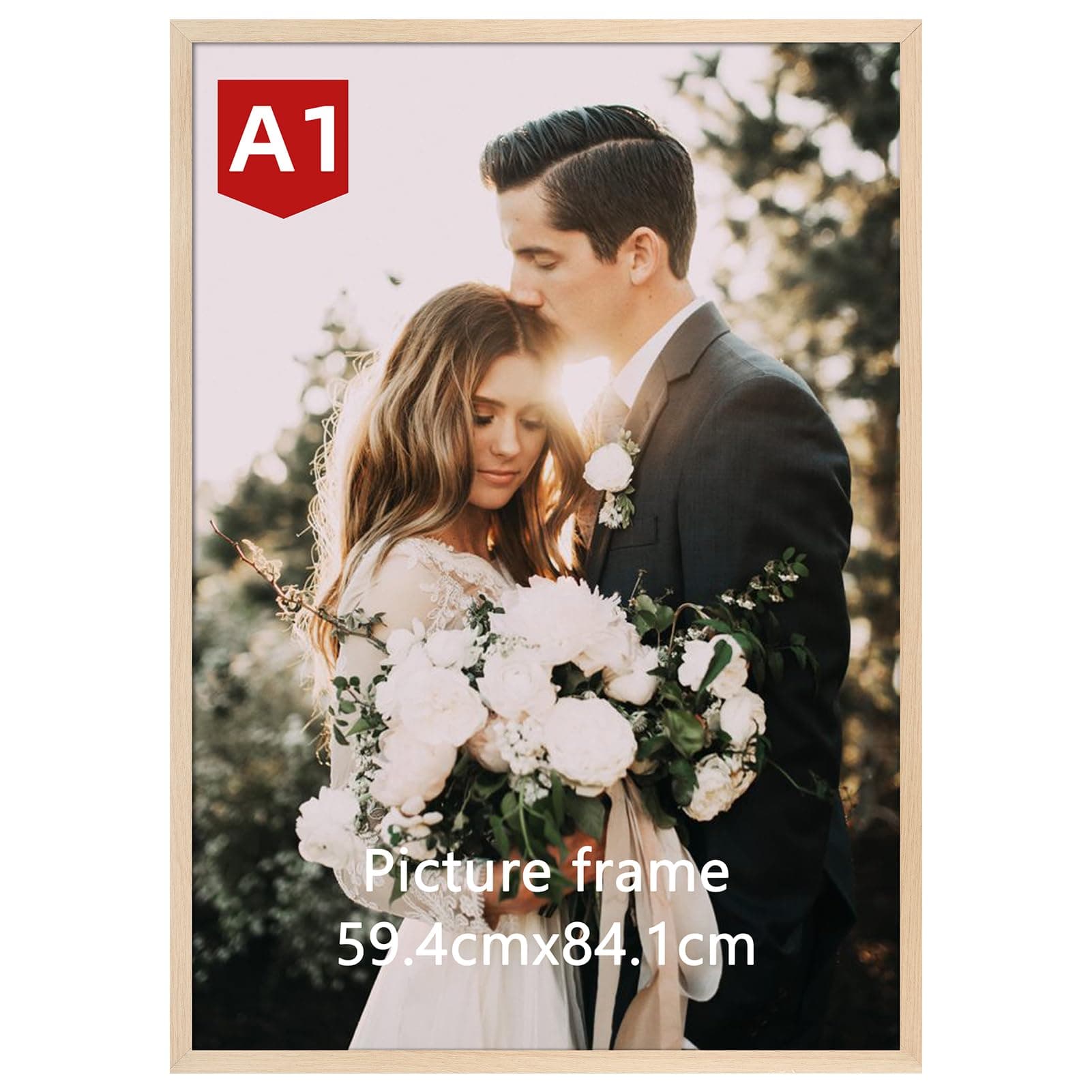 Giftgarden A1 Picture Frame Oak Coloured, Aluminium A1 Poster Frame Wall-Mounted Horizontal or Vertical chez Amazon UK