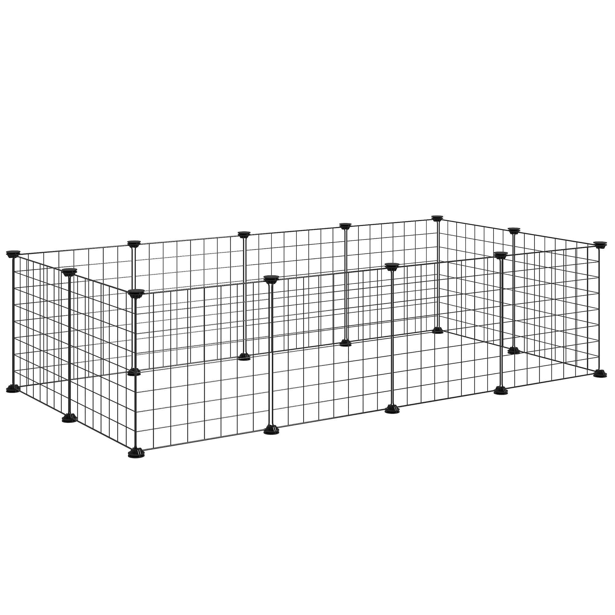 Pawhut DIY Pet Playpen Metal Wire Fence 12 Panel Enclosure Indoor Outdoor Guinea Pig Rabbit Small Animals Cage, Black chez Amazon UK