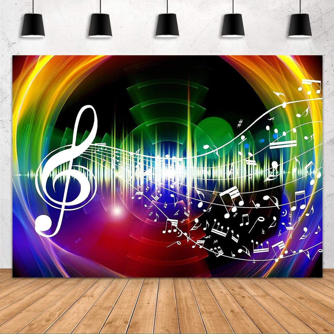 Rainbow Music Party Backdrop 5x3ft | Music Symbol Photography Background, Photo Booth Props Banner, Birthday Party Supplies, BJYHFH095 chez Amazon US