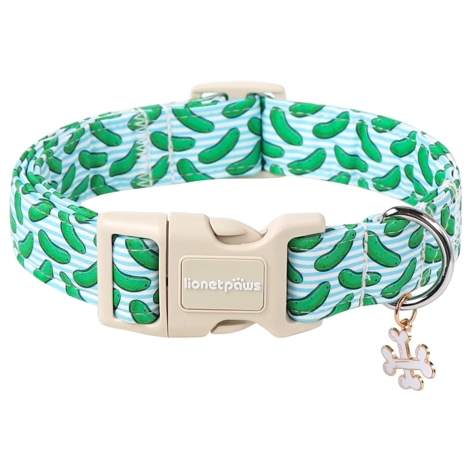 Lionet Paws Summer Dog Collar- Cute Cucumbers Dog Collars with Plastic Buckle,Blue Stripe Light Adjustable Dog Collars for Medium Dogs chez Amazon US