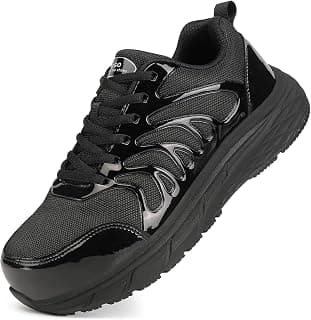 New Balance LIANGGO Steel Toe Shoes for Women Wide Safety Work Sneakers Lightweight Comfortable Slip Resistant Shoes Black