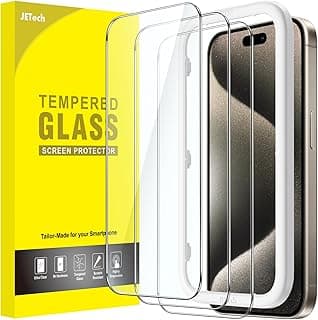 JETech Screen Protector for iPhone 15 Pro Max, 3-Pack | 9H Tempered Glass, HD Clear, Anti-Scratch Protection, Easy Installation Tool chez Amazon Canada