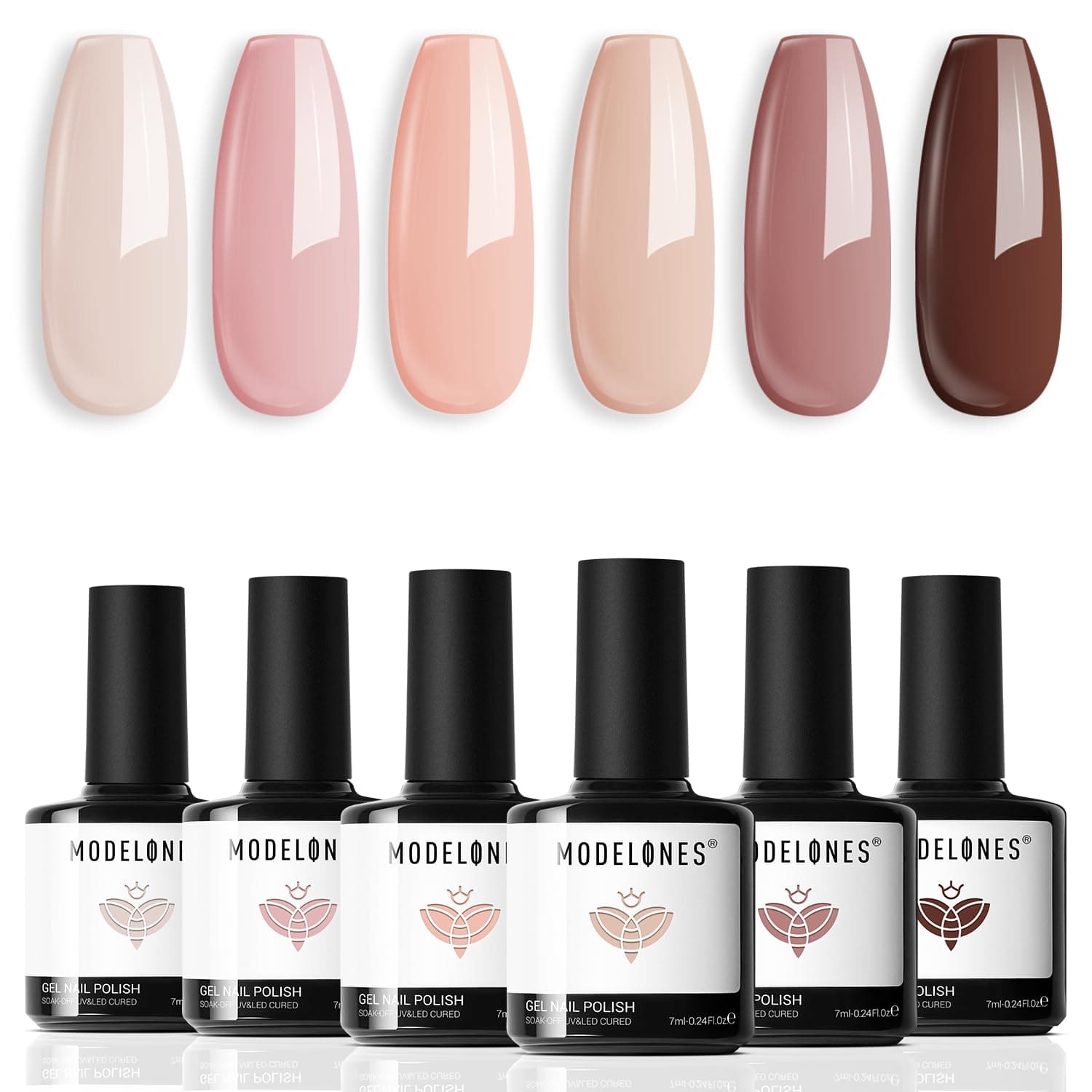 modelones Nude Gel Nail Polish Set 6Colors Pink Milky White Brown chez Amazon US