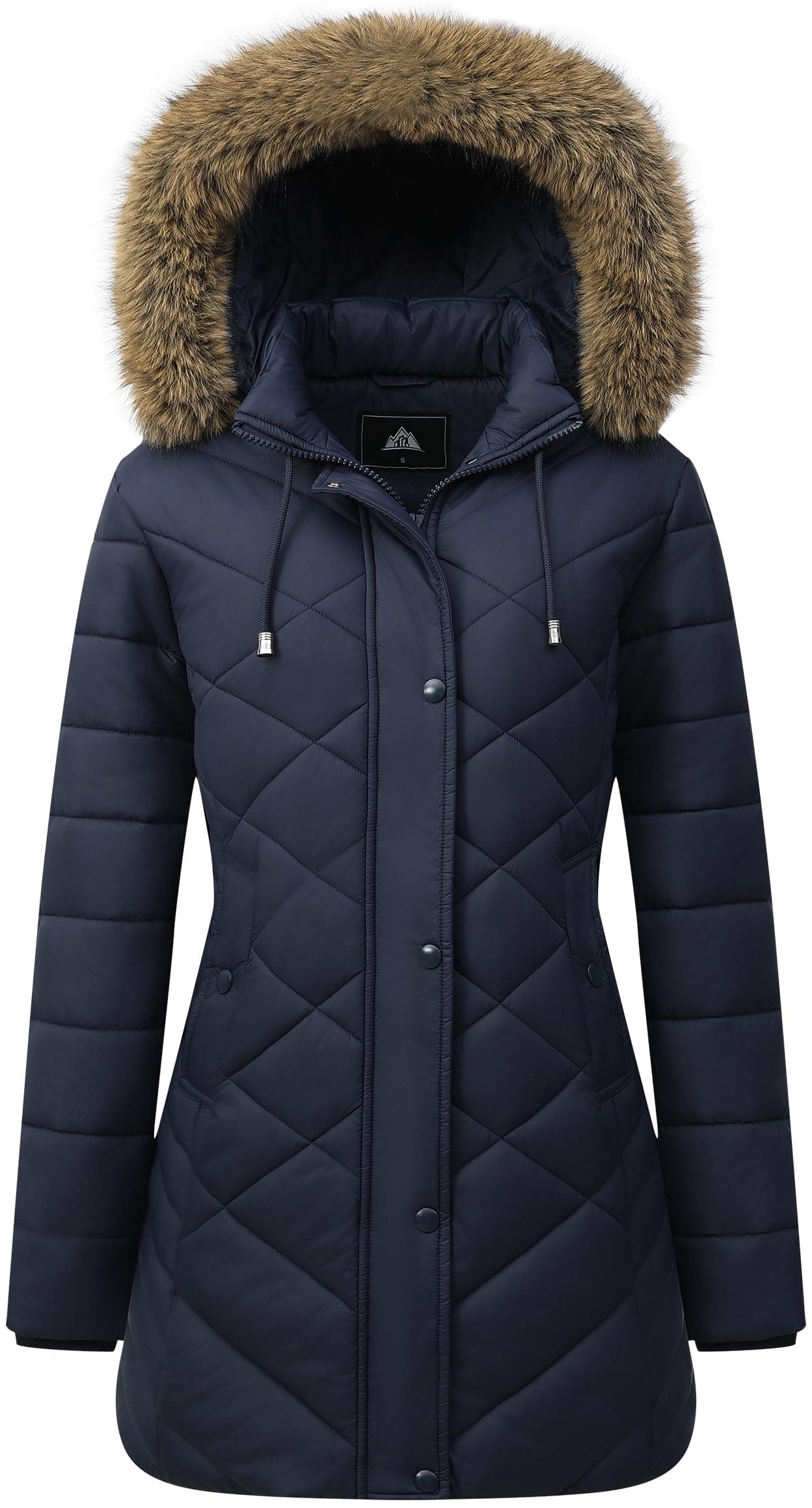 Pufflady Women's Long Warm Winter Coat Thickened Fleece Lined Down Jacket | Windproof Waterproof Puffer Outerwear with Removable Hood