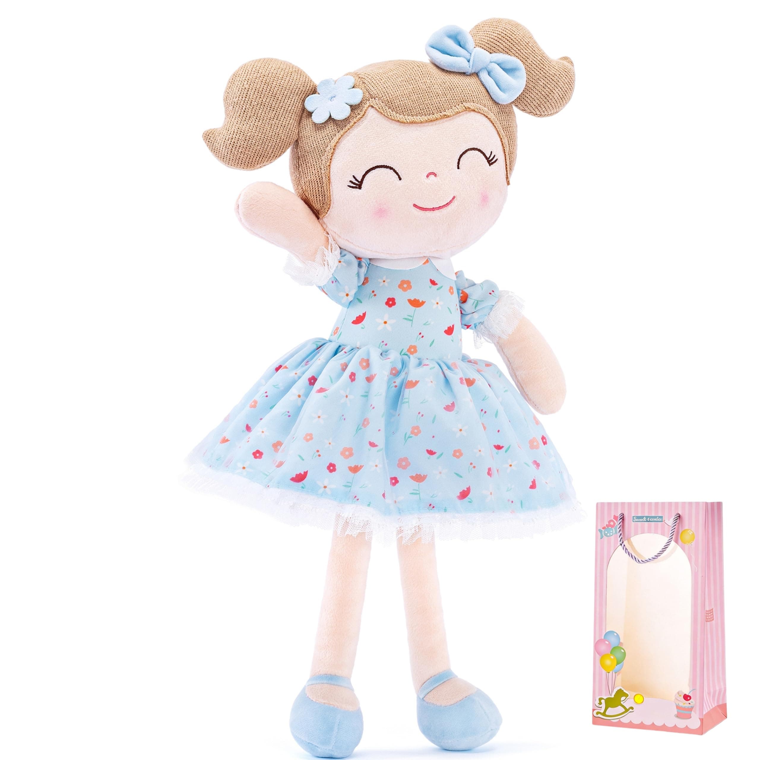 Gloveleya Baby Girl Gift Soft First Baby Doll Plush Doll Floral Blue 16 " chez Amazon US