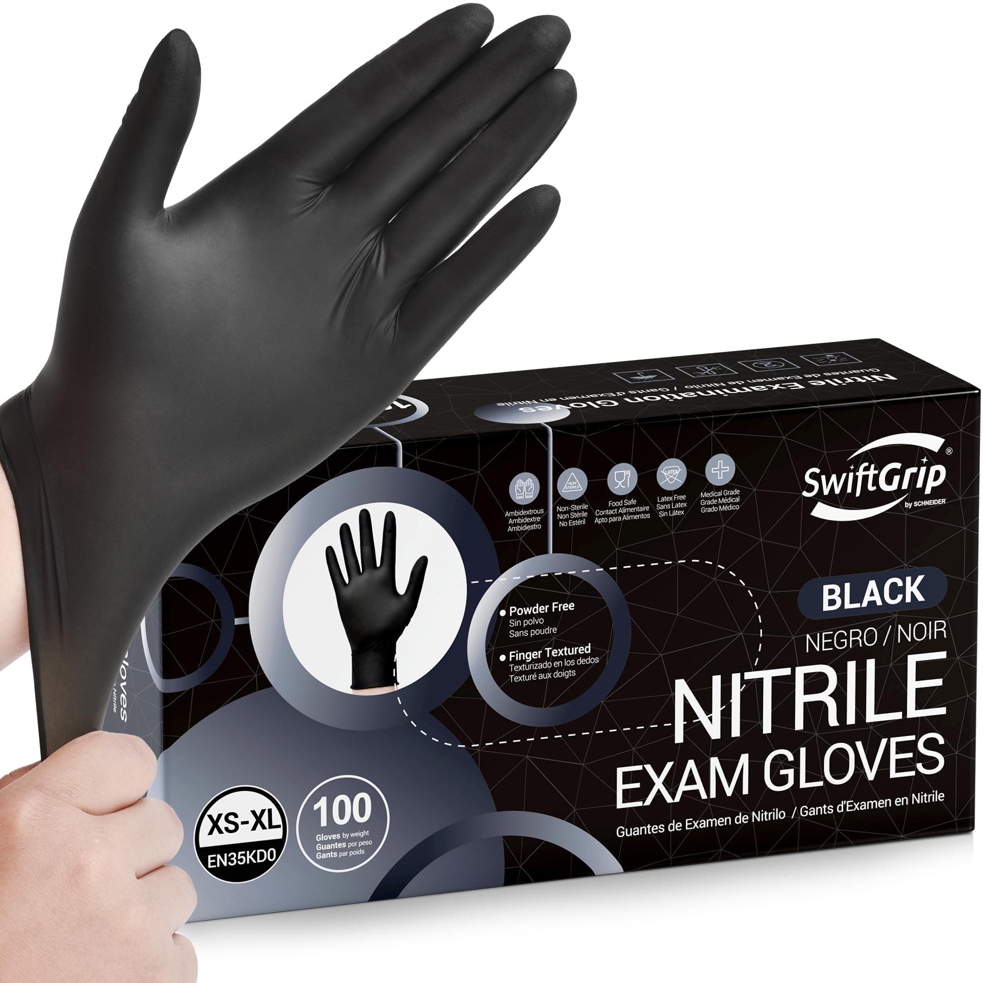 SwiftGrip Disposable Nitrile Exam Gloves, Black Nitrile Gloves Disposable Latex Free for Medical, Cooking & Esthetician chez Amazon US