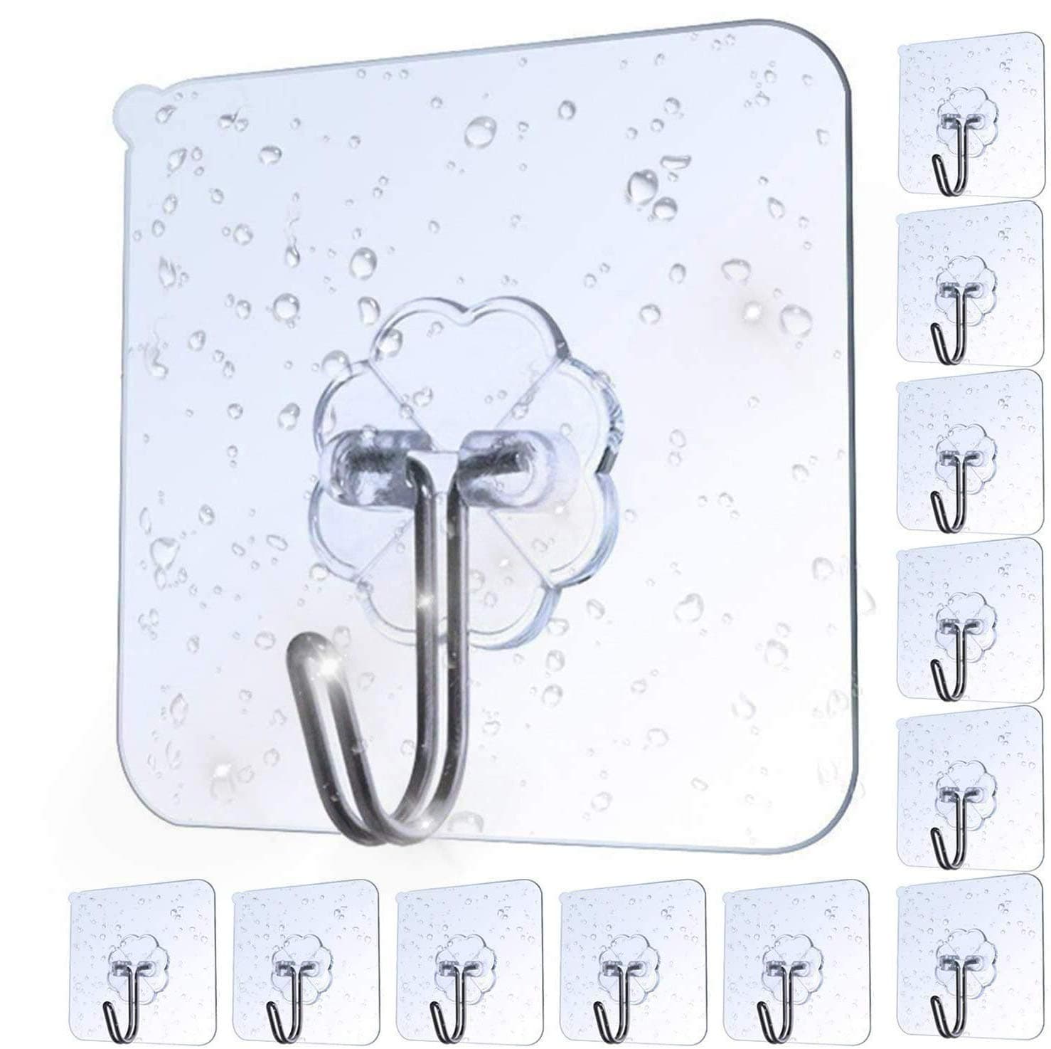 AOMEES Adhesive Hooks Heavy Duty Wall Hooks 8kg (Max) Self Adhesive Hook 12pcs chez Amazon UK
