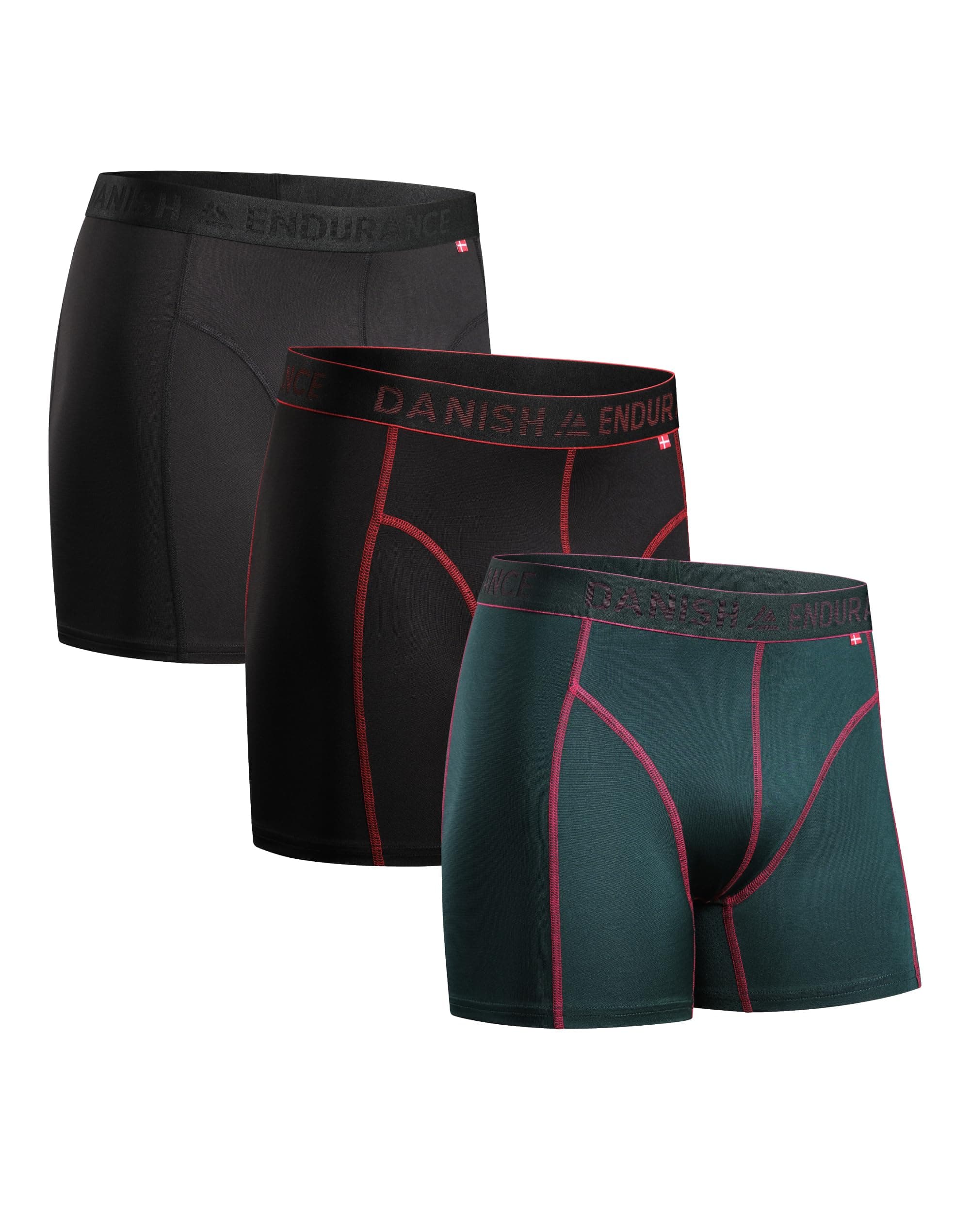 DANISH ENDURANCE Running Boxers Men, Anti Chafing Underwear, Long Leg or Regular, Breathable Sports Boxers, Moisture Wicking, 3 Pack chez Amazon UK