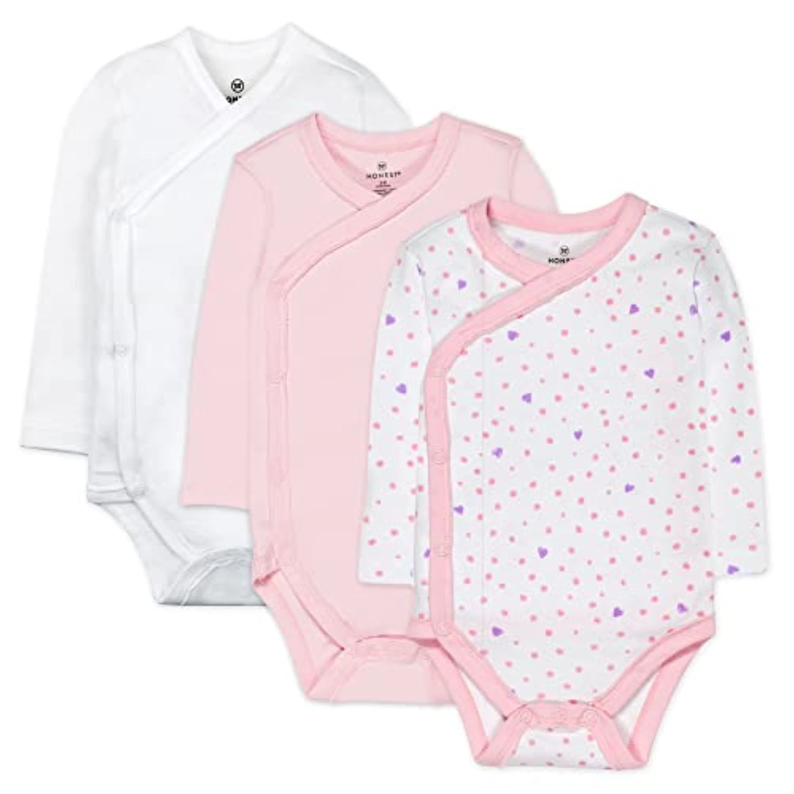 HonestBaby Baby 3-pack Long Sleeve Side-snap Kimono Bodysuits Organic Cotton for Infant Baby Boys, Girls, Unisex chez Amazon US