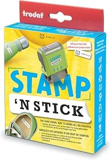 Trodat Stamp 'N Stick Lot de tampons et autocollants pour vêtements et effets personnels – Anglais – Créez votre propre tampon avec de... chez Amazon Canada