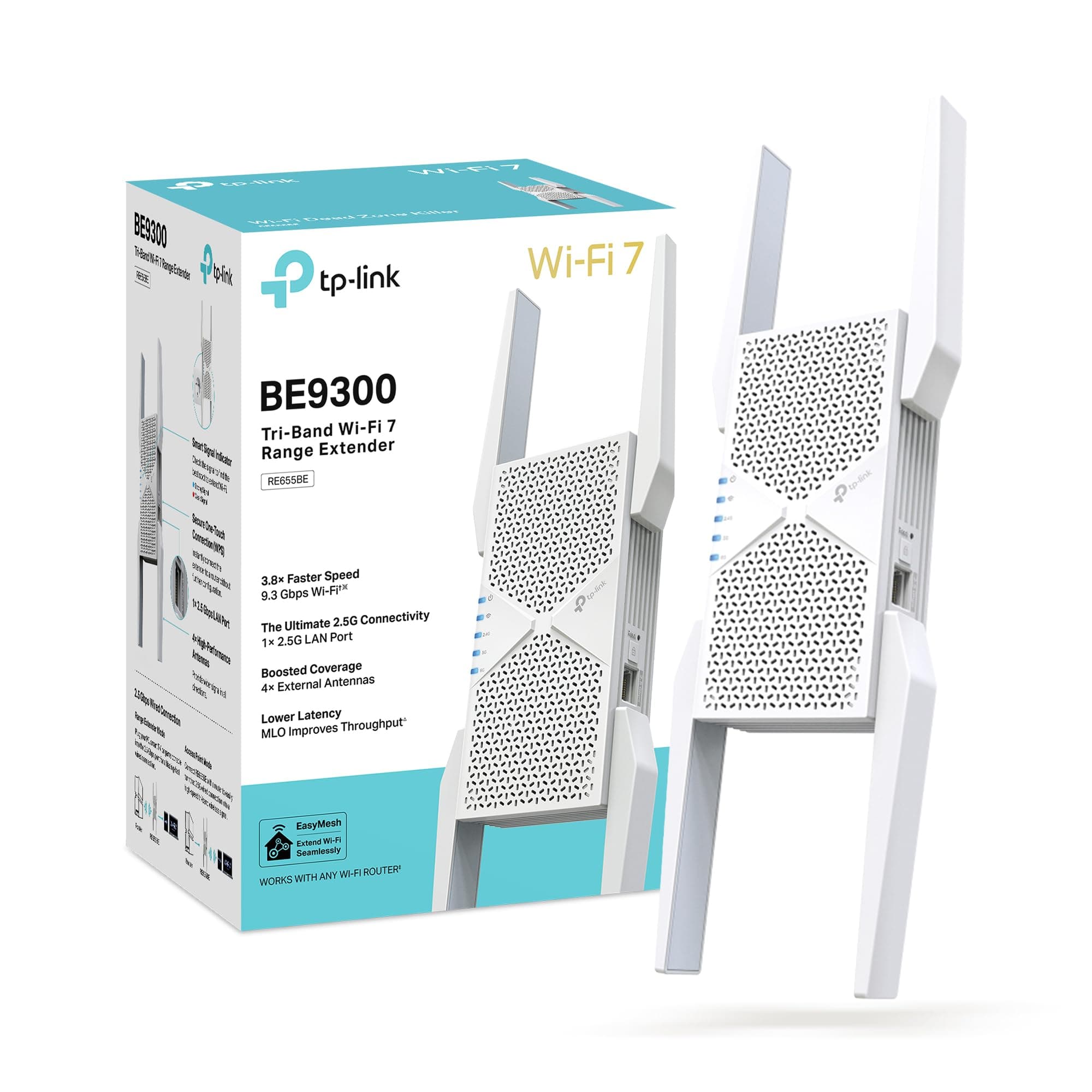TP-Link RE655BE BE11000 WiFi 7 WiFi Extender Booster WiFi Booster | Gigabit Port, MLO, EasyMesh Compatible, 6GHz Band, Access Point,... chez Amazon UK