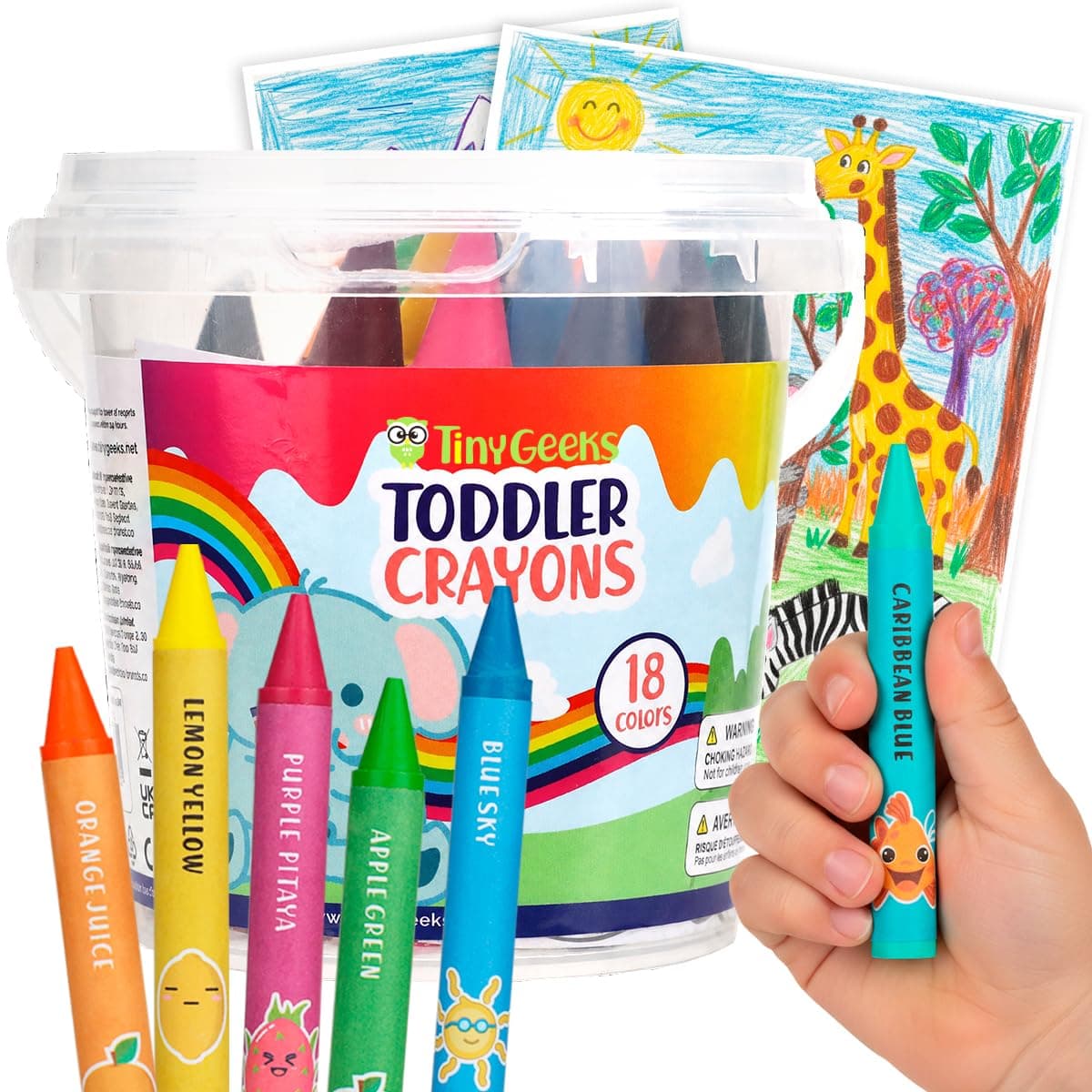 18 Jumbo Crayons for Toddlers - Washable, Non-Toxic Large Crayons for Kids | chez Amazon US